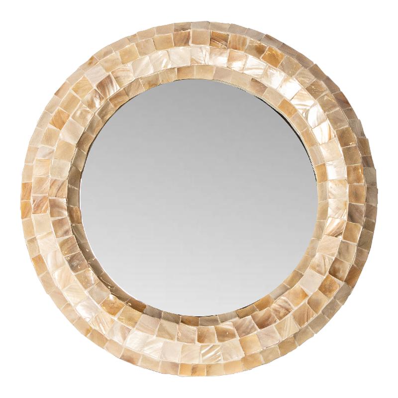 Spiegel – Schalendesign, Runde Form, Kunststoff Material, Creme, S – Chelsae | PTMD