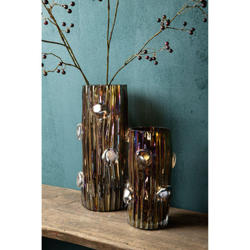 Vase – Glass Material, Dot Pattern, Brown Hue, S – Parke | PTMD