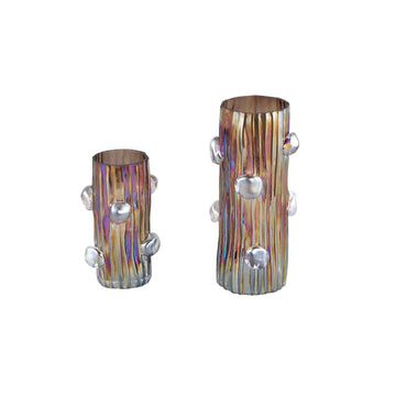 Vase – Glass Material, Dot Pattern, Brown Hue, L – Parke | PTMD