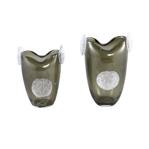 Vase – Glass Material, Rounded Decoration, Green Hue, S – Giah | PTMD