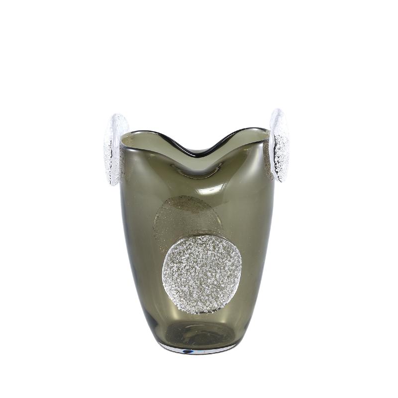 Vase – Glass Material, Rounded Decoration, Green Hue, S – Giah | PTMD