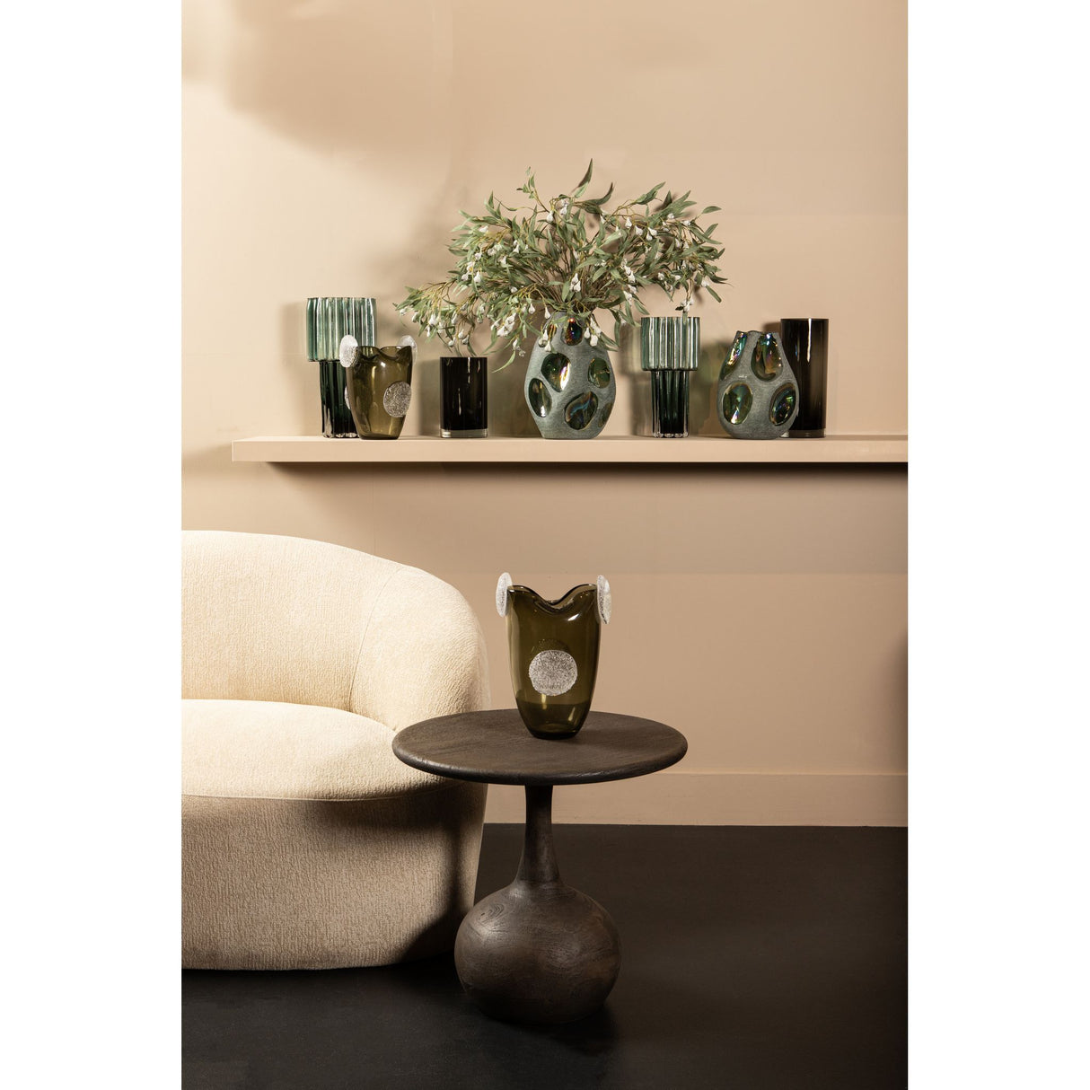 Vase - Thick-walled Glass, Round Design, Handcrafted Finish, L - Tammara | PTMD