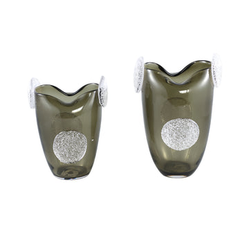 Vase – Glass Material, Rounded Decoration, Green Hue, L – Giah | PTMD