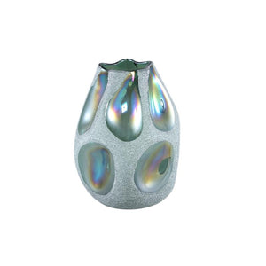 Vase – Glass Material, Sandblasted Design, Green Shade, S – Kloi | PTMD