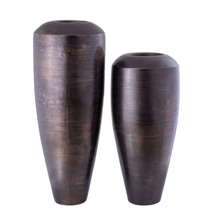 Flower pot – Round shape, aluminum sheet, copper-colored surface, L – Michael | PTMD