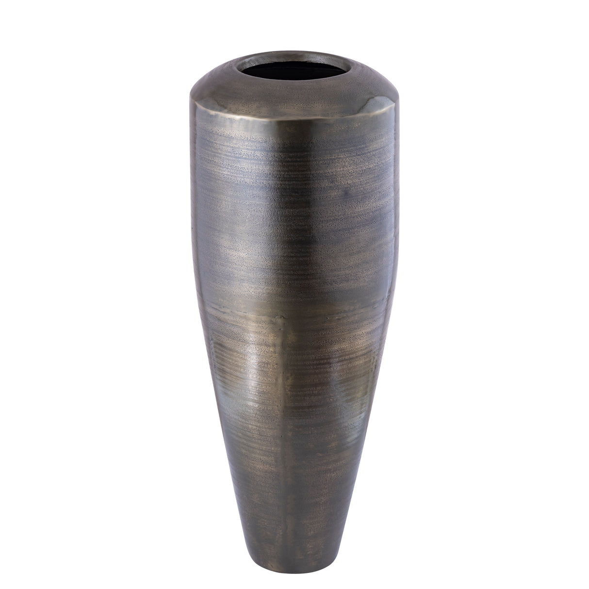 Flowerpot - Round Shape, Aluminum Sheet, Gunmetal Finish, L - Micheal | PTMD