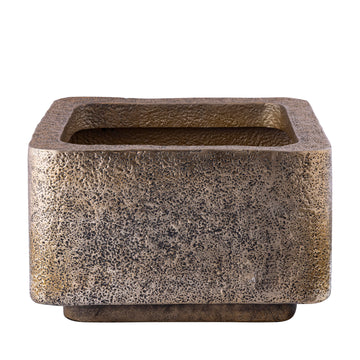Topf – Modernes Design, Quadratische Form, Aluminium Material, Gold, Niedrig – Indira | PTMD