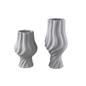 Pot – Turned Shape, Matte Surface, Pedestal Design, Taupe Color, Ceramic Material, L – Clair | PTMD