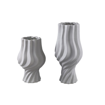 Pot – Turned Shape, Matte Surface, Pedestal Design, Taupe Color, Ceramic Material, L – Clair | PTMD