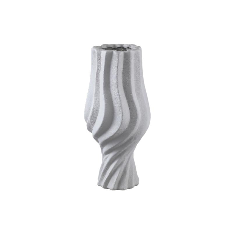 Pot – Turned Shape, Matte Surface, Pedestal Design, Taupe Color, Ceramic Material, L – Clair | PTMD