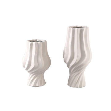 Pot – Swirl Design, Ceramic Material, Cream Color, S – Clair | PTMD