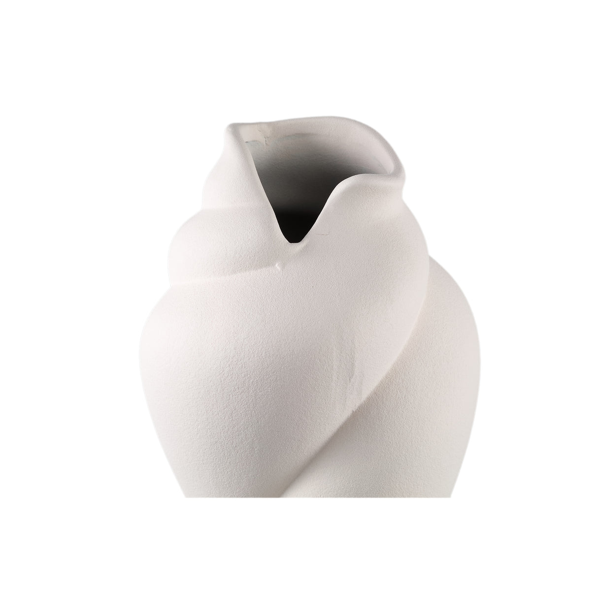 Vase - Twisted Shape, Matte Finish, Cream Color, Ceramic Material, L - Donnella | PTMD