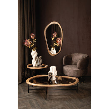 Couchtisch – Rubberwood, Glasplatte, Eisenrahmen, organisch, S – Neelix | PTMD