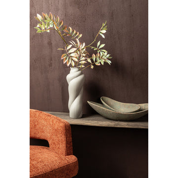 Vase - Twisted Shape, Matte Finish, Cream Color, Ceramic Material, L - Donnella | PTMD