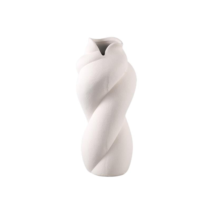 Vase – Twisted Shape, Matte Surface, Cream Color, Ceramic Material, S – Donnella | PTMD