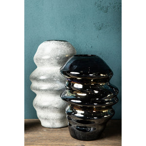 Vase – Wellen Design, Runde Form, Glas Material, Blau, S  – Orietta | PTMD