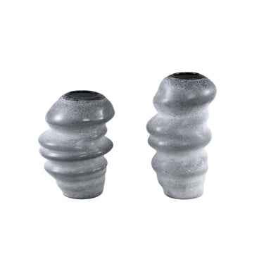Vase – Wellen Design, Runde Form, Glas Material, Grau, L – Orietta | PTMD