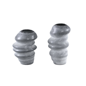 Vase – Glass Material, Wave Design, Grey Tone, L – Orietta | PTMD