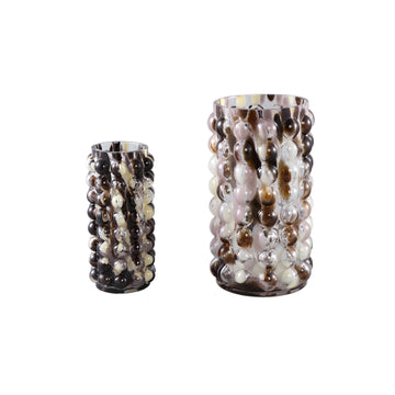 Vase – Brown Glass, Dotted Surface, Round Shape, S – Aimin | PTMD