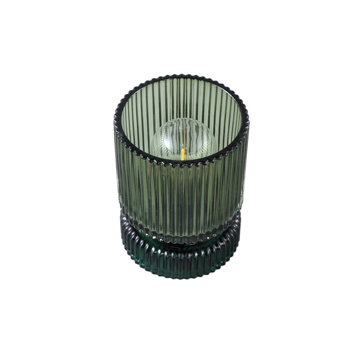 LED Leuchte – Gerippte Struktur, Rundes Glasdesign, Grün – Comrad | PTMD
