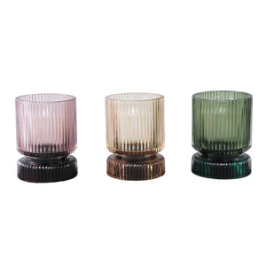 LED Leuchte – Gerippte Struktur, Rundes Glasdesign, Rosa – Comrad | PTMD