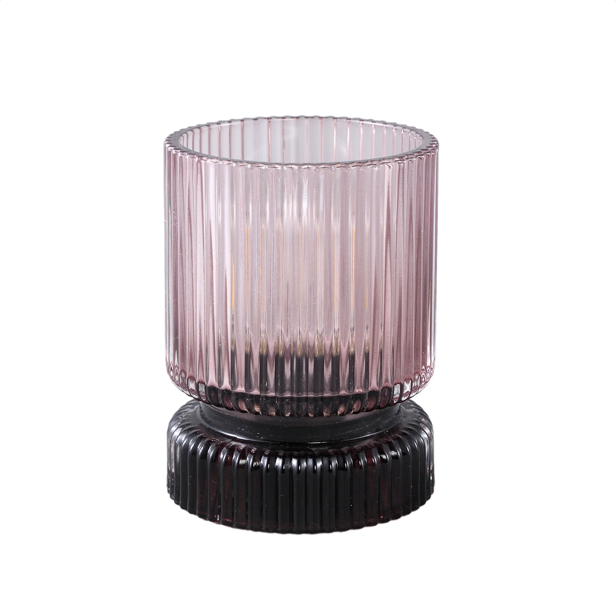 LED Leuchte – Gerippte Struktur, Rundes Glasdesign, Rosa – Comrad | PTMD