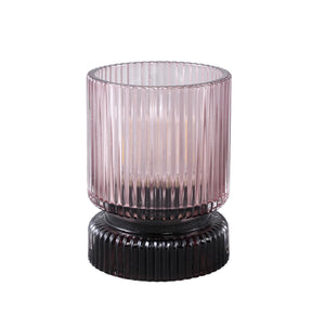 LED Leuchte – Gerippte Struktur, Rundes Glasdesign, Rosa – Comrad | PTMD