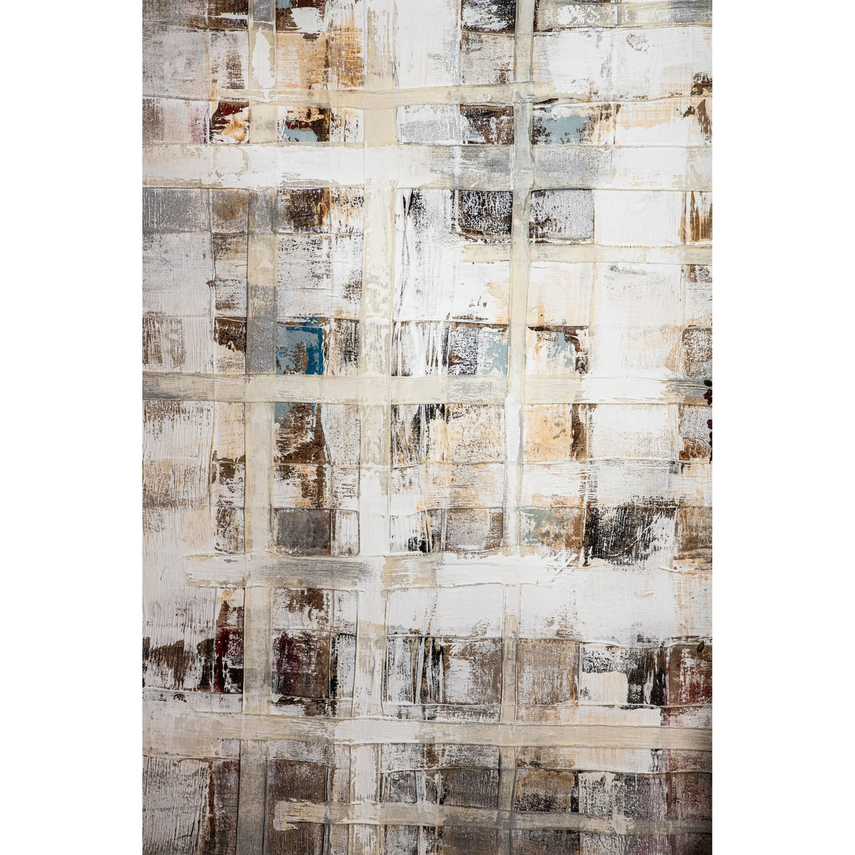 Wandpaneel aus Polyester-Canvas mit Kiefernholzrahmen, abstraktem Mix-Motiv und Creme-Finish – Julitta | PTMD