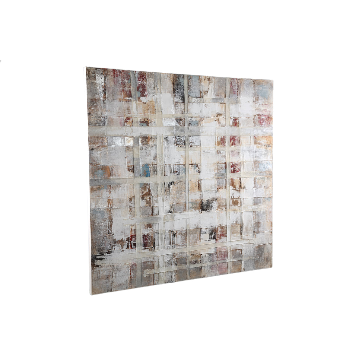 Wandpaneel aus Polyester-Canvas mit Kiefernholzrahmen, abstraktem Mix-Motiv und Creme-Finish – Julitta | PTMD