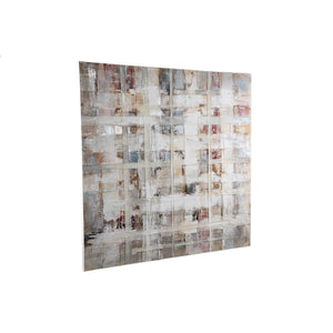 Wandpaneel aus Polyester-Canvas mit Kiefernholzrahmen, abstraktem Mix-Motiv und Creme-Finish – Julitta | PTMD