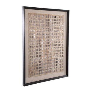 Wandpaneel mit Rahmen aus Polyester-Canvas und Kiefernholz, rechteckiger Form und Creme-Finish – Carmell | PTMD