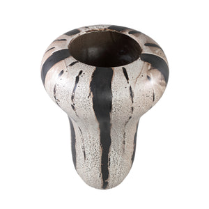 Pot – Brown, Glazed, Striped Pattern, Round Shape, Ceramic, L – Kayson | PTMD