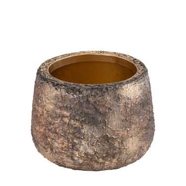 Flowerpot - Antique Look, Iron Metal, Golden Finish, M - Simona | PTMD