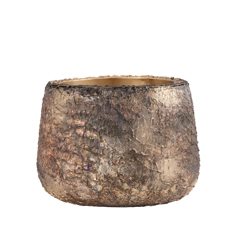Flowerpot - Antique Look, Iron Metal, Golden Finish, M - Simona | PTMD
