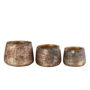 Flower pot – Antique look, Iron Metal, Gold finish, L – Simona | PTMD