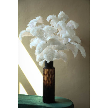 Kunstpflanze - Weißes Magnolienblatt Spray, Haarige Oberfläche, Polyester | PTMD