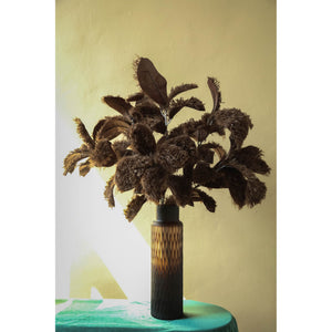 Kunstpflanze - Braunes Magnolienblatt Spray, Haarige Oberfläche, Polyester | PTMD