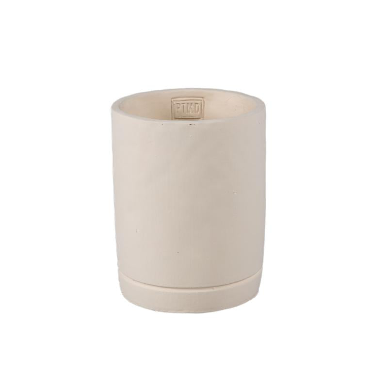 Blumentopf - Zylindrischer Zement, Runde Form, Matte Oberfläche, Cremefarbe, S – Vik | PTMD