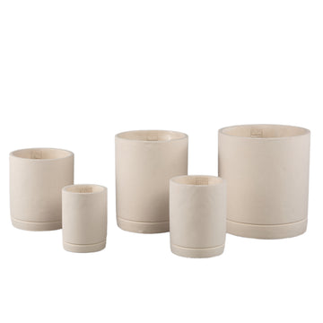 Blumentopf - Zylindrischer Zement, Runde Form, Matte Oberfläche, Cremefarbe, XL – Vik | PTMD