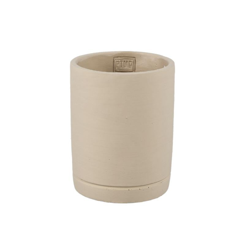 Blumentopf - Zylindrischer Zement, Runde Form, Matte Oberfläche, Taupe, S – Vik | PTMD