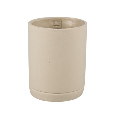 Blumentopf - Zylindrischer Zement, Runde Form, Matte Oberfläche, Taupe, L – Vik | PTMD