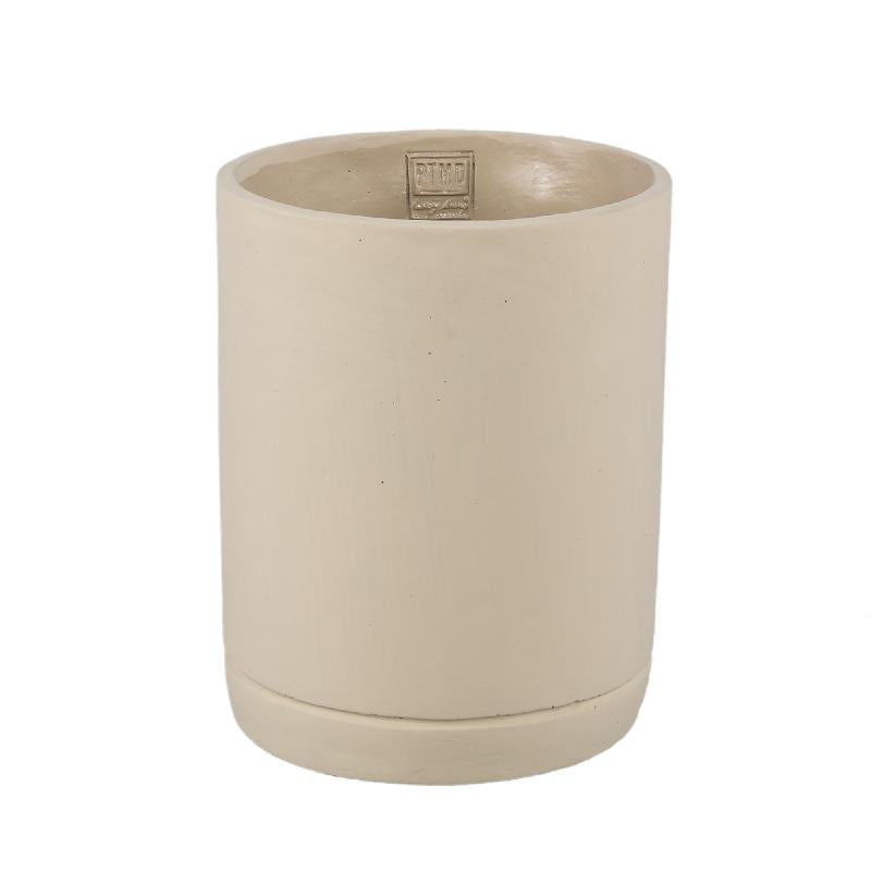 Blumentopf - Zylindrischer Zement, Runde Form, Matte Oberfläche, Taupe, L – Vik | PTMD