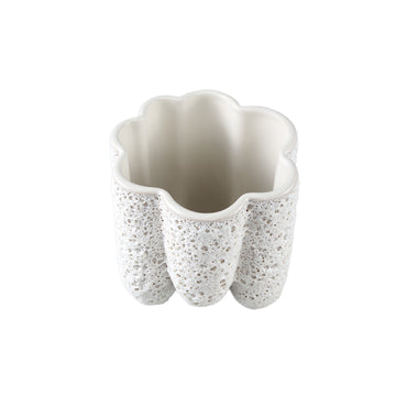 Topf – Porzellan Keramik, Stark Geripptes Design, Weiß, L – Batika | PTMD