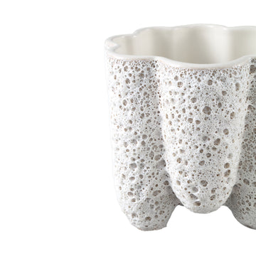 Topf – Porzellan Keramik, Stark Geripptes Design, Weiß, L – Batika | PTMD