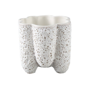 Pot - Porcelain Ceramic, Strongly Ribbed Design, White, L - Batika | PTMD
