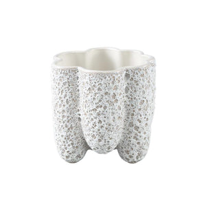 Pot – Porcelain Ceramic, Strongly Ribbed Design, White, M – Batika | PTMD