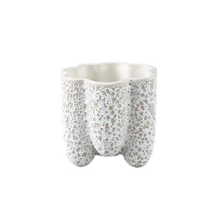 Pot – Porcelain Ceramic, Strongly Ribbed Design, White, S – Batika | PTMD