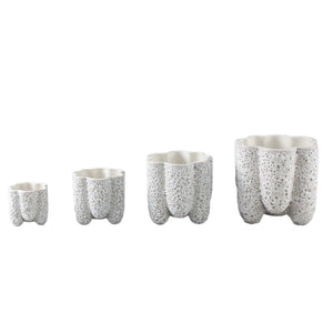 Pot – Porcelain Ceramic, Strongly Ribbed Design, White, XS – Batika | PTMD