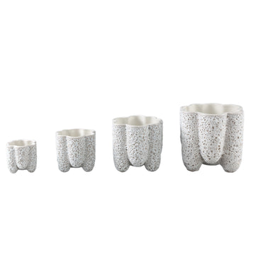 Topf – Porzellan Keramik, Stark Geripptes Design, Weiß, XS – Batika | PTMD