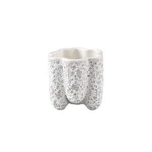 Pot – Porcelain Ceramic, Strongly Ribbed Design, White, XS – Batika | PTMD